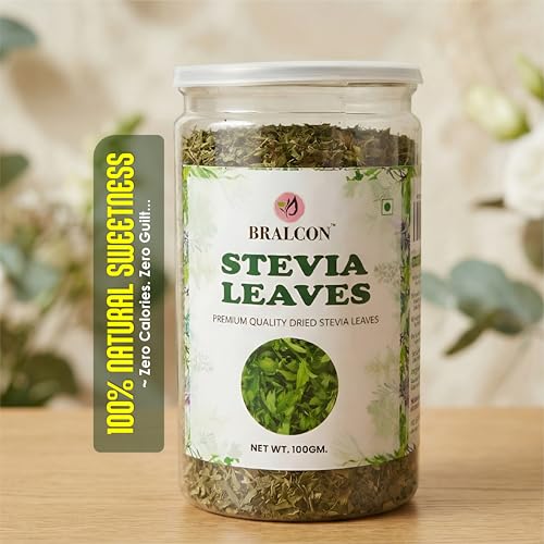 Image of BRALCON Sugarfree Sweetener - 100% Pure Stevia Leaves Extract - Natural Stevia Dry Leaves 100gm - Zero Calorie Sugar Substitute