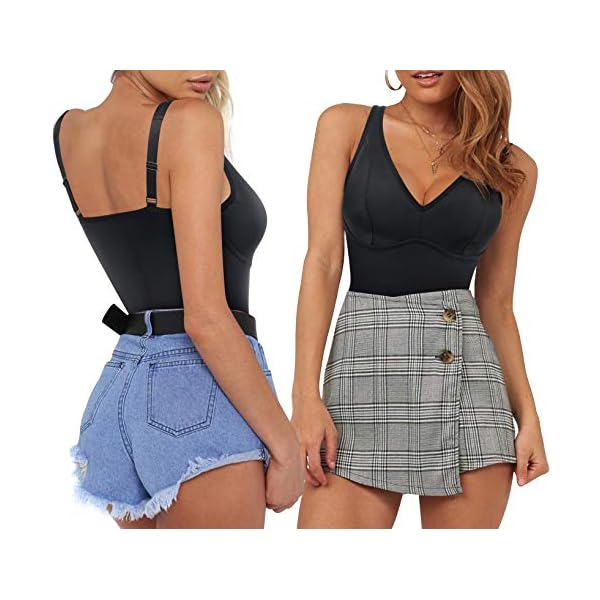 Nebility-Women-Waist-Trainer-Shapewear-Slim-Body-Shaper-Sexy-Deep-V-Neck-Thong-Bodysuit-Tummy-Control-Jumpsuit-Tops Nebility Women Waist Trainer Shapewear Slim Body Shaper Deep V Neck Thong Bodysuit Tummy Control Jumpsuit Tops (L, Black)