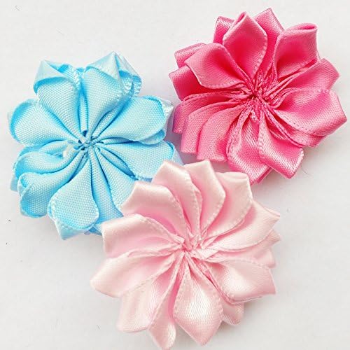 Miniatura 3 de Chenkou Craft 28 piezas (1 12") 1.575in cinta de flores lazos manualidades costura apliques decoración de boda (flor (A0214))