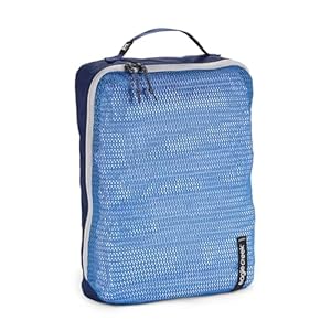 Eagle Creek Pack-It Reveal Medium Packing Cubes for Travel – Durable, Water-Resistant Fabric with Angled Zipper Design and Full Front-Panel Mesh Window, Az Blue/Grey