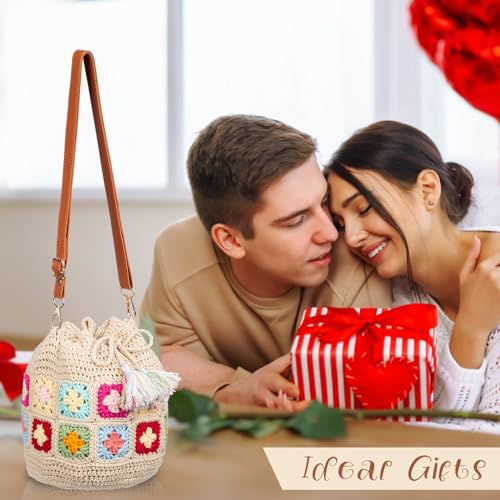 Image of Noocro Crochet Kit for Advanced or Intermediate Beginner DIY Granny Square Bucket Bag, Purse, with Step by Step Tutorial Video and Detailed Instruction Complete Kit Craft Supplies Holiday Gift