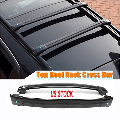 MotorFansClub Black Aluminum Top Roof Rack Cross Bar, Luggage Rack Cargo Rail
