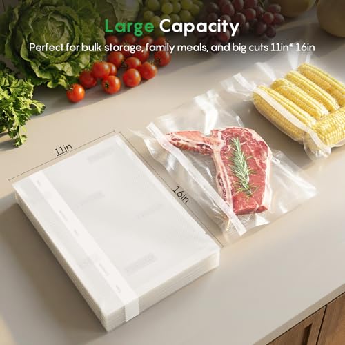 Image of FRESKO 100 Pack Gallon 11 inchx16 inch Vacuum Sealer Bags, BPA Free Heavy Duty Commercial Grade PreCut, Perfect for Sous Vide, Freezer Storage & Meal Prep