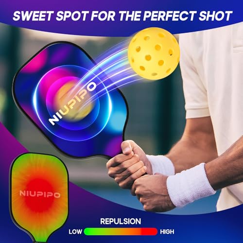 Image of niupipo Pickleball Paddles Set of 2 or 4, USAPA Approved Fiberglass Pickleball Paddle Set with Balls and Bag, Polypropylene Honeycomb Core, Lightweight Pickleball Paddles for Beginners Men Women