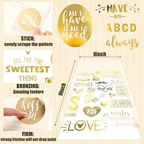 10 Sheets Scrapbook Stickers 400+ Pcs Love Stickers Valentine's Day Scrapbook Stickers Gold Stickers Gold Foil Transfer Scrapbooking Supplies For Anniversary (Warm Style) #TOP2