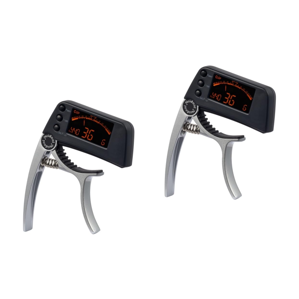 2piezas Sintonizador Digital y Para Guitarra Ukelele Clip Pantalla Lcd y Diseño Elegante Plata