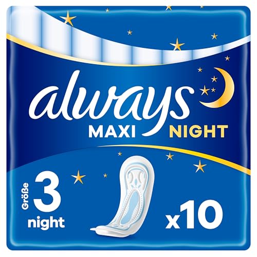 Always Maxi Profresh Night Damenbinden (Größe 3) 10 Stück, Neutralisiert Gerüche, Super Fit, Super Absorbierend, Einzeln Verpackt