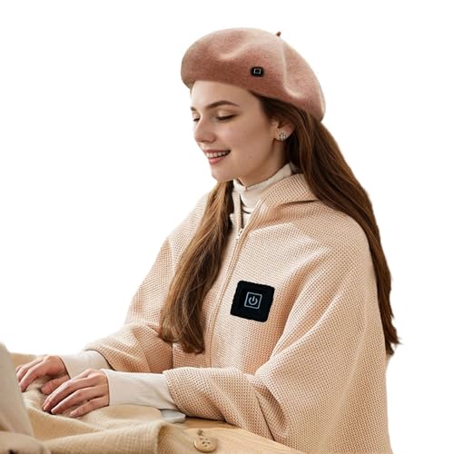 New Apricot Portable Heated Shawl Wraps for Women - 3 Heating Levels, USB, 70.86 x 59.50 Inch Green