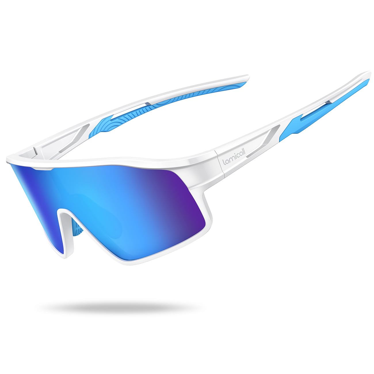 Lamicall Kids Polarized Cycling Sunglasses for Boys Girls - [22g TR90 Ultra-Light] UV400 Protection Children’s Sunglasses, Sports Glasses with Adjustable Nose Pad for Running Cycling - White Blue