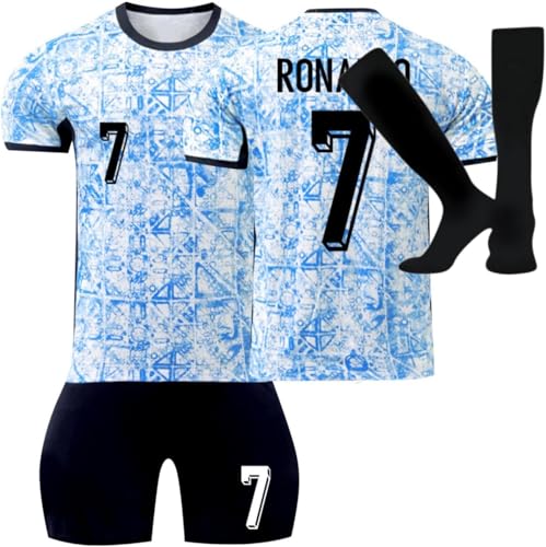 Maillot de Foot Enfant de L'équipe 2024/2025 Home Away Soccer Jeyser Ensemble Garçon Vêtements de Football Tee Shirt Short avec Chaussette Cadeau