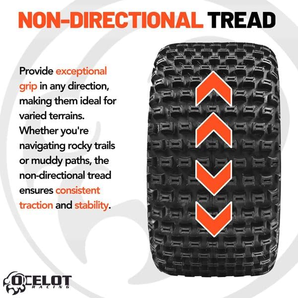 Ocelot P322 Rear 22x11-8 ATV Tires 2-Ply Rated Durable, Off-Road Performance, Tubeless, Non-Directional Tread, 22-inch Knobby Sport 22x11x8 UTV Tires for Dirt, Grass, and Gravel