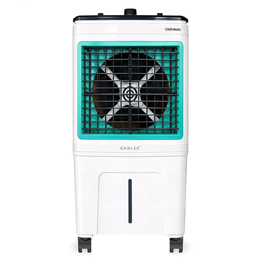 Cadlec ChillMate 50L Personal Air Cooler For Home, High Speed Fan with Powerful Air Throw, Inverter Compatible, Anti-Bacteria Honeycomb Pad with Ice Chamber, 3 Year Warranty | White