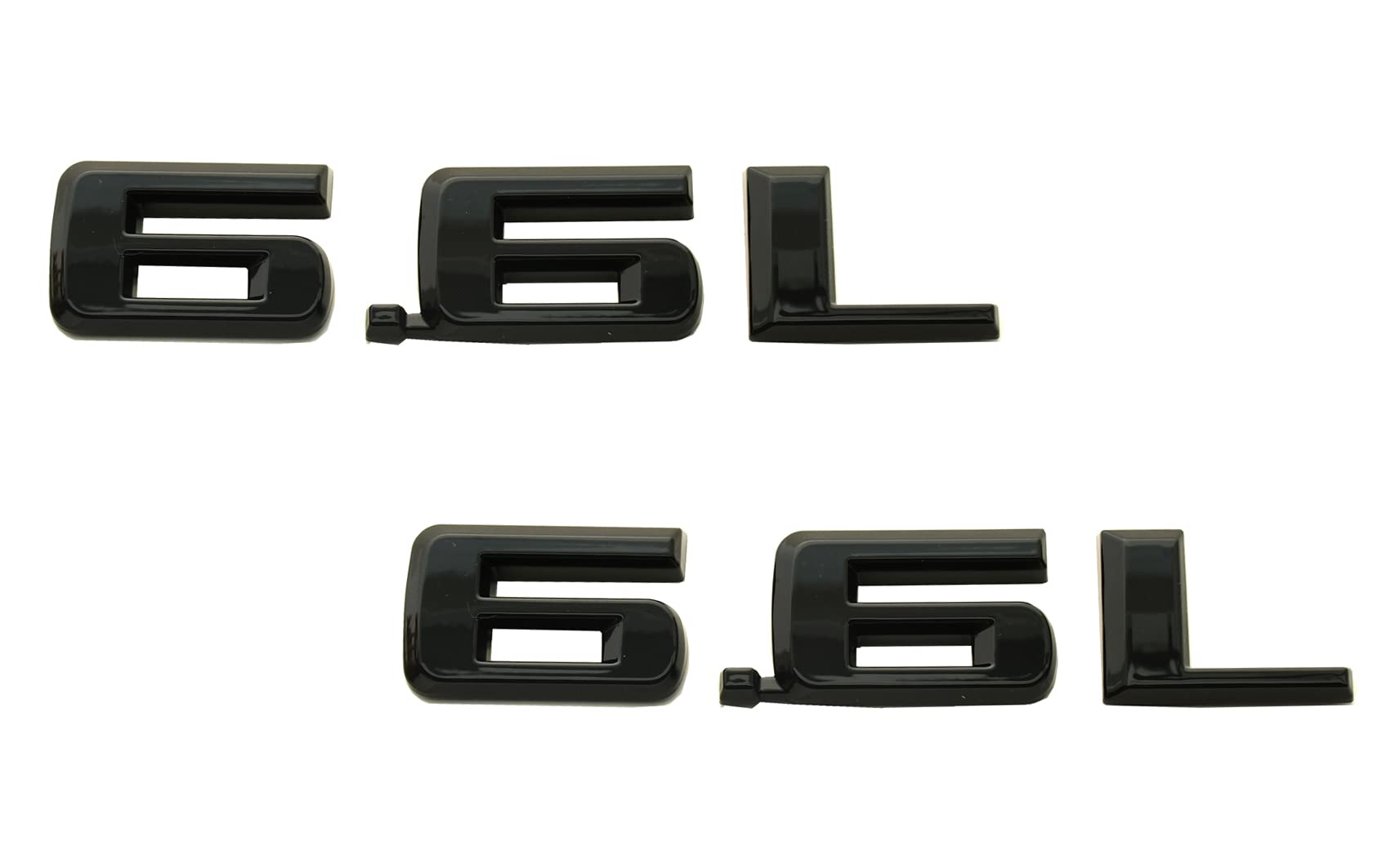 Lot de 2 emblèmes de moteur à gaz 6,6 L L8T V8 pour capot de voiture 6,6 L - Autocollant de remplacement pour Silverado 1500 2500 3500 HD Sierra 2019-2022 (noir brillant)