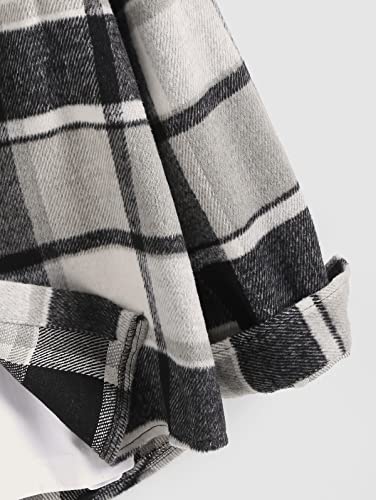 Image of ZAFUL Unisex Plaid Flannel Shirt Jacket Button Down Long Sleeve Pocket Coat Outwear | Mens Fall Clothes Lightweight Long Sleeve Button Down Flap Pocket Jacket Tops for Fall&Winter 2026