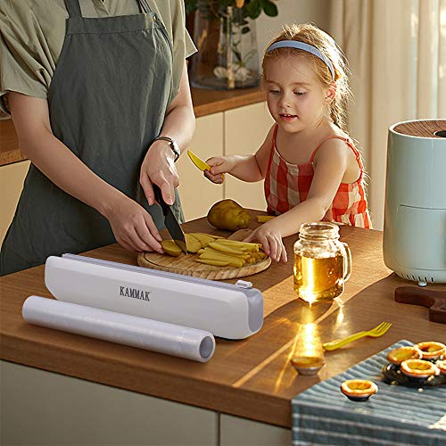 Plastic Food Wrap Dispenser Wrap Cutter Refillable Foil and Cling Film Cutter Storage Kitchen Cling Film Cutter(Included 30M Plastic Wrap) - Thumbnail 5