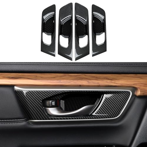 Image of Car Inner Door Handle Bowl Decals for Honda CR-V 2017-2022 Accessories CRV ABS Carbon Fiber Stickers (Without Any Buttons or Holes)