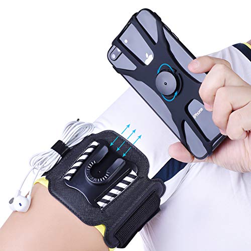 MIJOBS Brazalete Deportivo, Brazalete para el Antebrazo Transpirable con 360° Rotación y Bolsillito de Llaves para iPhone X/XR/7/8 Plus, Samsung Galaxy S8/S9/S10 Plus/S20 Plus de 4