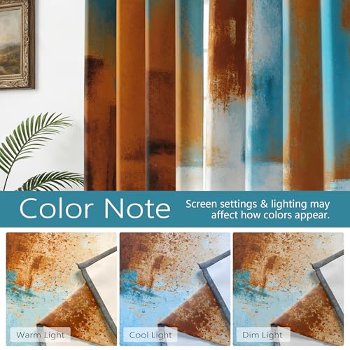 Image of Asuexpect Rust Curtains 2 Panels Abstract Curtain Room Darkening Grommet Window Drapes Modern Decorative Window Treatments for Bedroom Living Room, 52x72 Inches