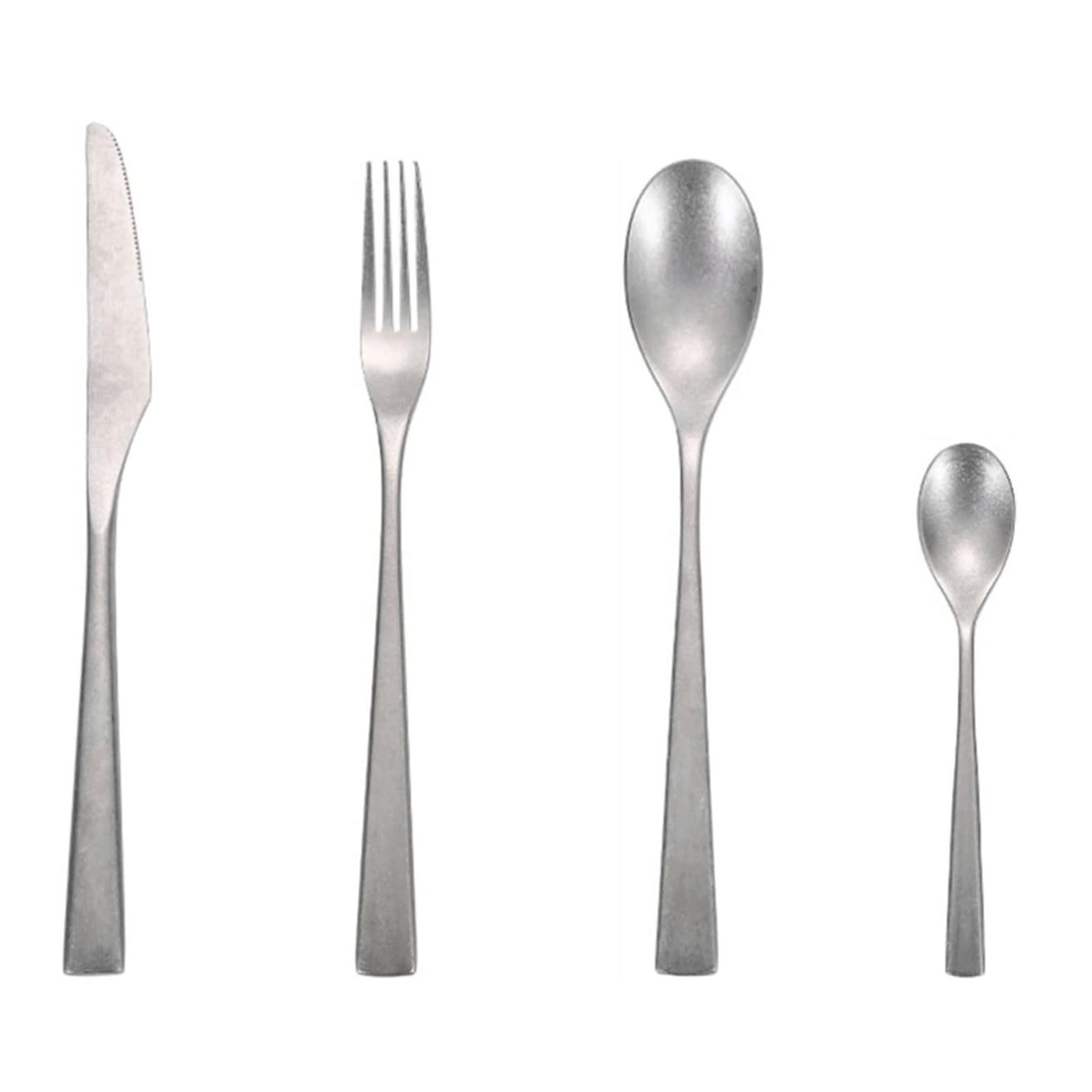 Rieort Ensemble de Couverts 4 pièces Couteau Fourchette cuillère en Acier Inoxydable fourchettes à dîner Ensemble d'argenterie réutilisable Couteaux à dîner cuillères de Table de Cuisine