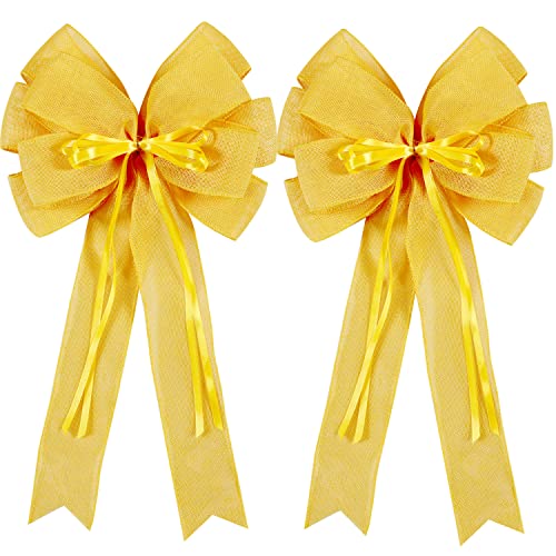 Hongsome 2 Pcs Large Yellow Easter Wreath Bow...