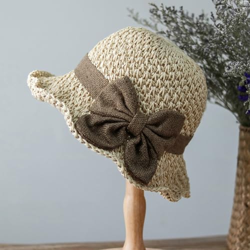 Sombrero de paja para mujer con lazo y ala ancha miniatura 2