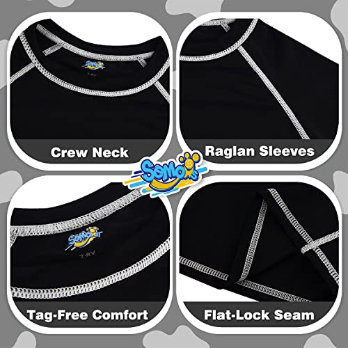 Image of Boys Rash Guard Short Sleeve, Black UPF 50+ Sun Protection Rashguard Slim Fit Swim Shirt Fishing Surf Quick Dry Cool Beach Clothes for Toddler Youth Kids Size 5-6 Years