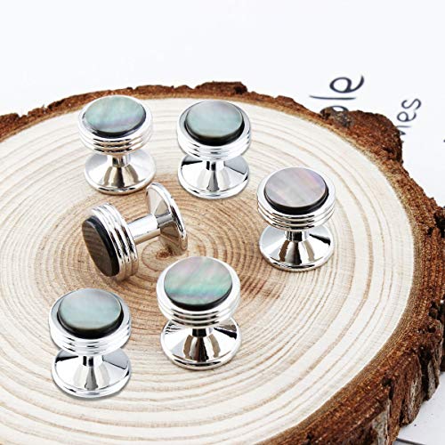 Mens Mother of Pearl Cufflinks and Studs Set for Tuxedo Shirt Studs for Men with a Gift Box4