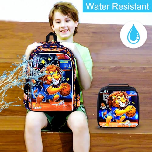 Image of CCJPX 3PCS Kids Backpack for Boys, 16 Inch Lion Water Resistant Preschool Backpacks, Cool Elementary Kindergarten School Bookbag Set for Travel