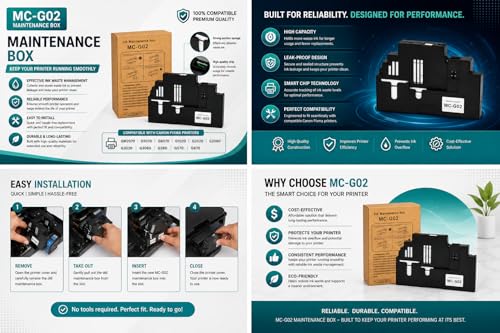 Image of MY PRINT MC G02 Maintenance Cartridge Tank Waste Ink Collection Box Replacement for PIXMA GM2070 /G5070 /G6070 /G1020 /G3060 /G560 /G570 Printers (MC G02 Cartridge for Canan)