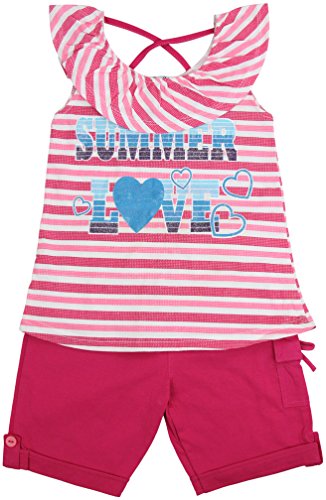 Image of ToBeInStyle Girl's Two Piece Summer Set Cute Tee Top and Matching Shorts Adorable Outfit