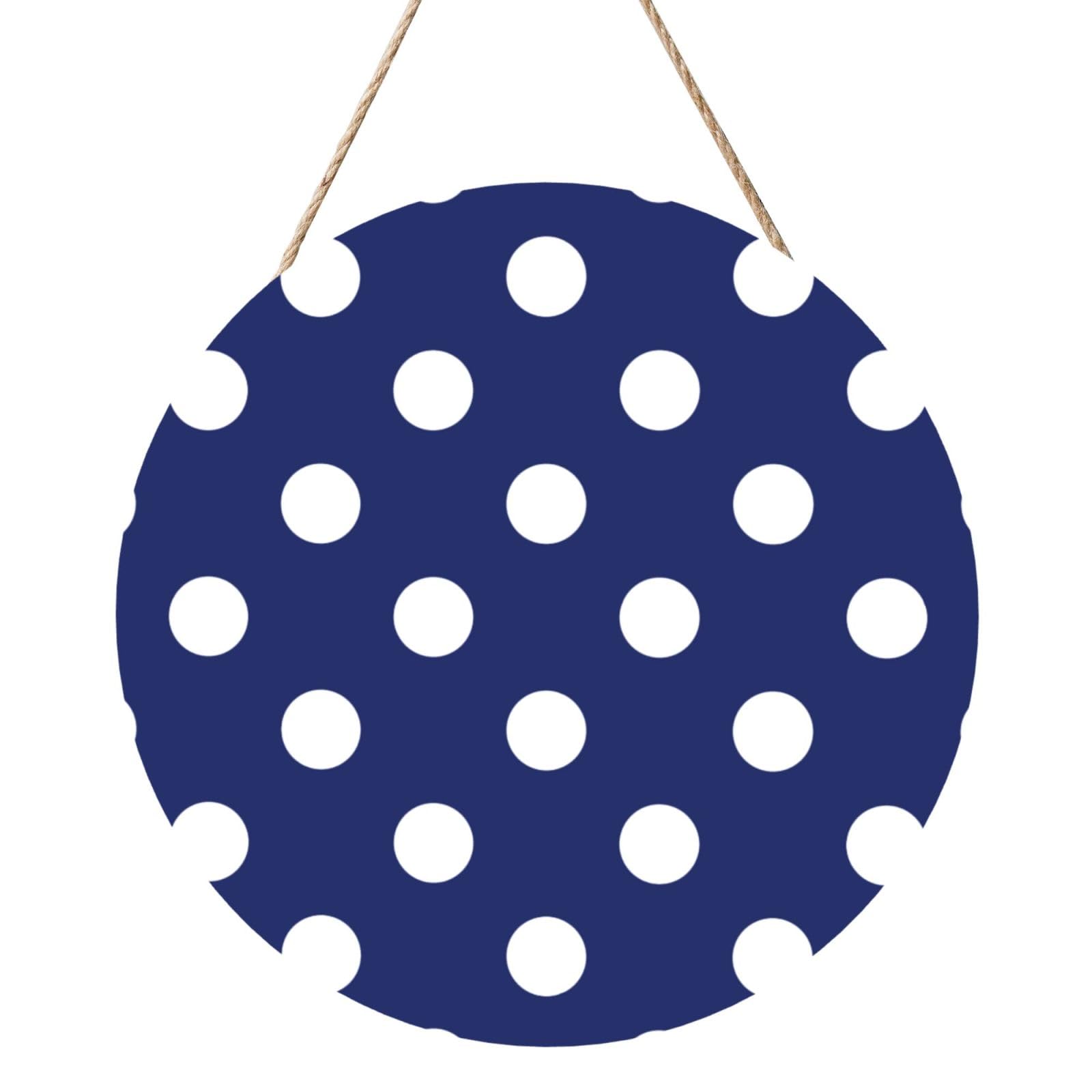 InOmak Polka Dot Navy Pattern, Round Wood Panel Painting 12 in, Wall Hanging Painting For Home