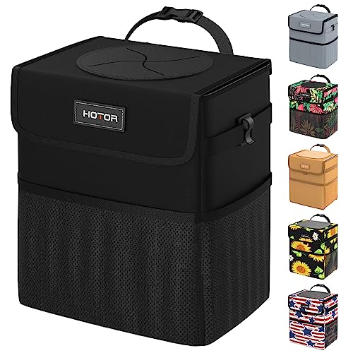 Image of HOTOR Car Trash Can-2-Gallon, Foldable and Waterproof Car Accessory for Interior, 100% Leakproof Car Organizer and Storage Bag, Multipurpose Bin with Adjustable Straps and Multiple Pockets (Black)
