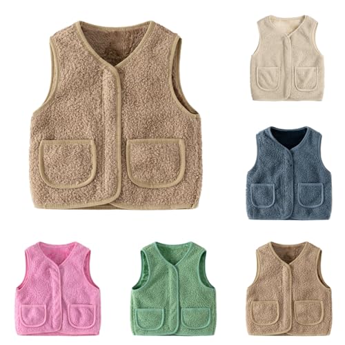 Kids Fleece Down Vest for Boys Girls Winter Warm Sleeveless Padded Jacket Stand Collar Quilted Waistcoat