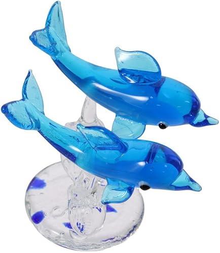 Miniatura 6 de Decoración de delfín de cristal, escultura de arte de cristal, decoración animal de mesa (C)