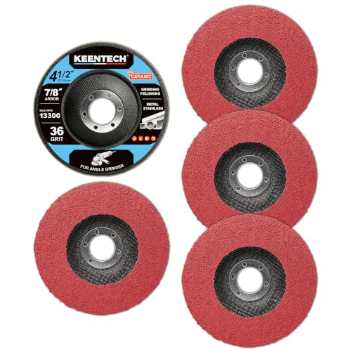 KEENTECH 4-1/2" Ceramic Grinding Disc for Metal, 7/8" Arbor, 5 Pack