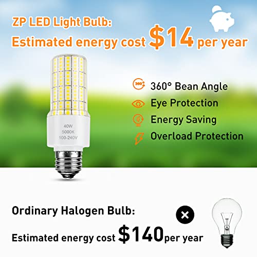 Zp GCL40-02U A19 Led Light Bulb 300W Equivalent 40W Bulbs 5000 Lumen 5000K Cool Daylight White E26/E27 Base Waterproof Lighting thumb #2