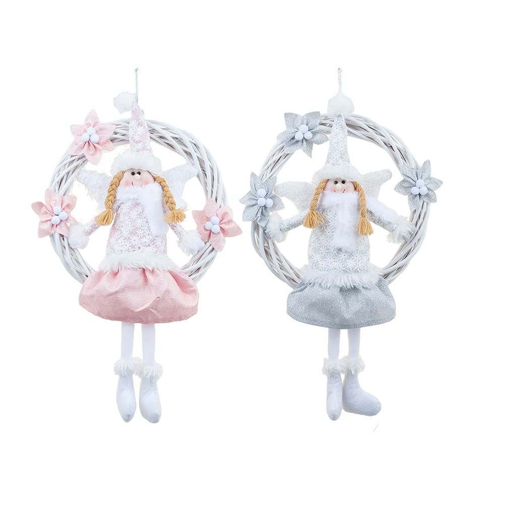 FIGGRITID New Christmas White Angel Wreath Vine Ring Door Pendant Christmas Ornaments A