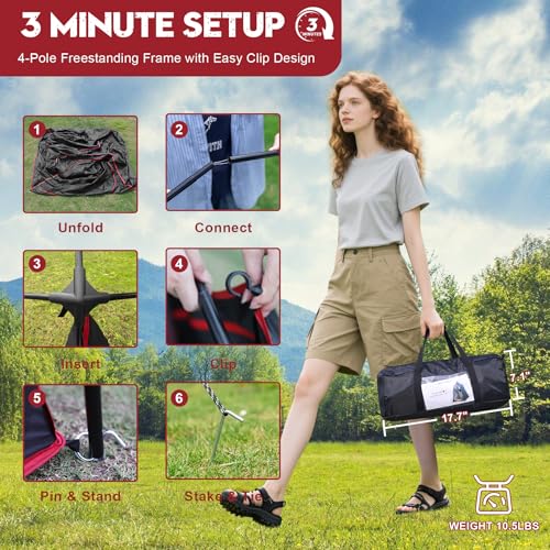 Camping Shower Tent, refugio portátil para ducha y privacidad al aire libre, 7.2 FT, fácil instalación, con piso y protección UPF 50+, ideal para senderismo, pesca y playa miniatura 4