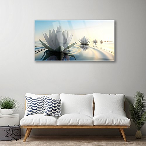 Tableau décoration déco mural moderne fleurs art d'eau impression verre trempé