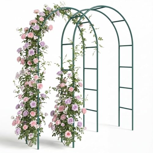 TERRE JARDIN Lot de 2 Arches de Jardin pour Plantes Grimpantes 240 x 120 cm - Arceau de Jardin...
