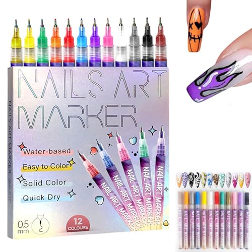 Marqueur pour Ongles 2026 Nouveau Set de 12 Stylos Vernis à Ongles Gel Séchage Rapide