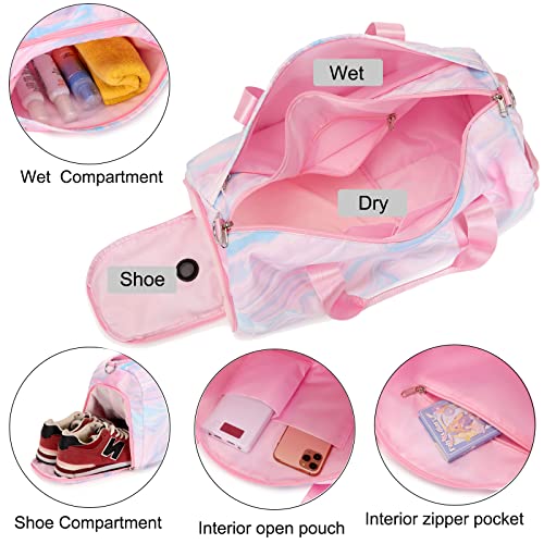 Sports Duffel For Girls Dance Bag Kids Duffle Bag Little Girls Gymnastics Bag Overnight Weekender Bag Teen Gym Bag Travel Duffle Sleepover Carry On Bag Ballet Bag With Shoe Compartments #TOP4