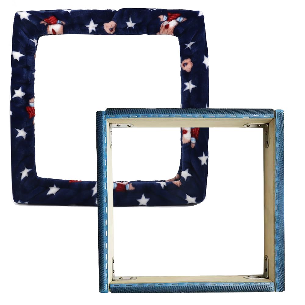 Telaio da 50 x 50 cm per tappeti, telaio con ago perforato, telaio a strisce di presa, telaio per punto croce, con copertura per telaio (blu navy)