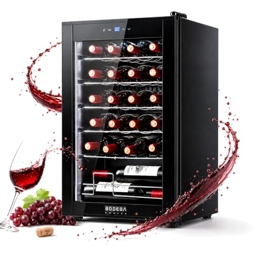 BODEGACOOLER Wine Cooler 24 Bottle for Home and Kitchen, Mini fridge for Bedroom,Wine Fridge with 41-64.4°F Digital Temperature Control,Small Freestanding Wine Refrigerator for Red, White & Champagne