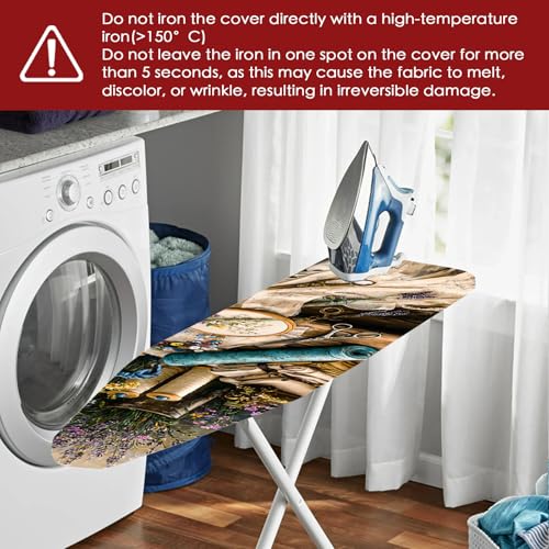 Image of Nuxovilar Lavender Embroidery Ironing Board Cover 15x54 Polyester | Iron Pad Scorch Guard laundry helper protective board shield home laundry room craft studio (Lavender Supplies)