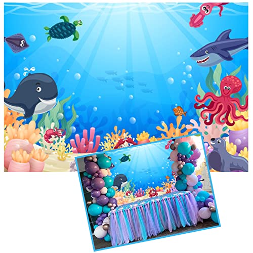 12x8ft Underwater World Background Colorful Reefs and Algae Dolphin Backdrop Under The Sea Baby Shower Wonderland Underwater