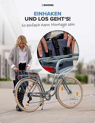 Büchel Fahrradtasche für Gepäckträger I wasserabweisend und bis zu 10kg belastbar I Fahrradtasche Gepäckträger aus Tarpaulin, Gepäckträgertasche, Fahrrad Taschen hinten