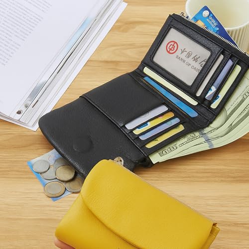 Joyfullygo Wallet, Unisex Soft Pebble Leather Wallet, Billfold Wallet for Men Women, Small Pebble Leather Purse with Credit Card Holder, Coin Holder & Cash Slots (White)3