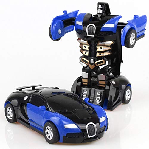 WXX BHDZ New One-Key Deformation Car Toys Automatic Transform Robot Plastic Model Car Funny Diecasts Toy Boys Amazing Gifts Kid Toy (Color : Blue)