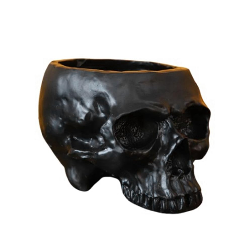 CTRLZS Resin Human Skull Model Flowerpot Workmanship Skull Planter Pot Attractive Multifunctional for Home A